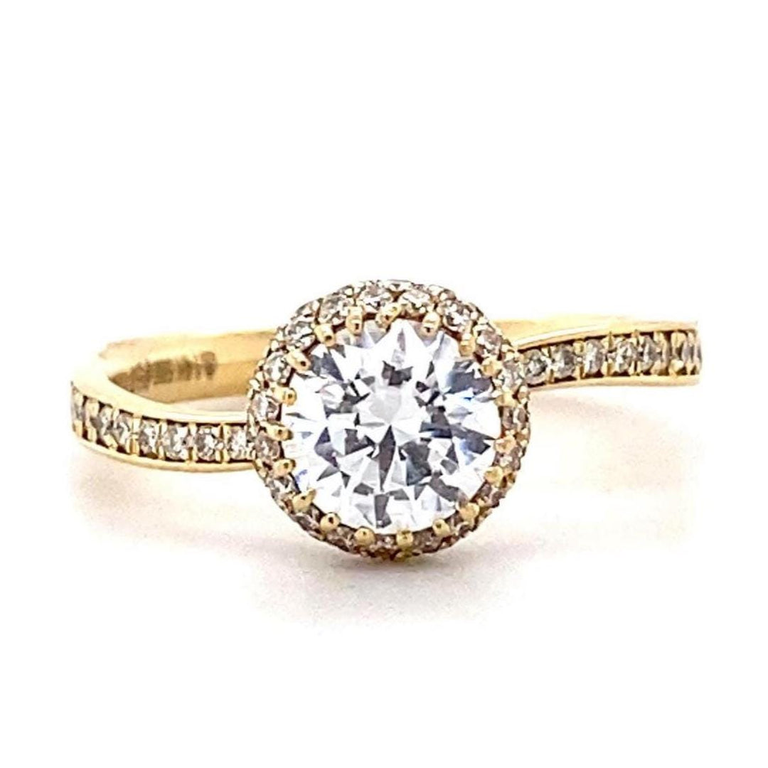 Solitaire Diamond Engagement Ring, 14k Solid Gold, Natural Diamonds Cluster Ring, , Promise Ring Gift For Her