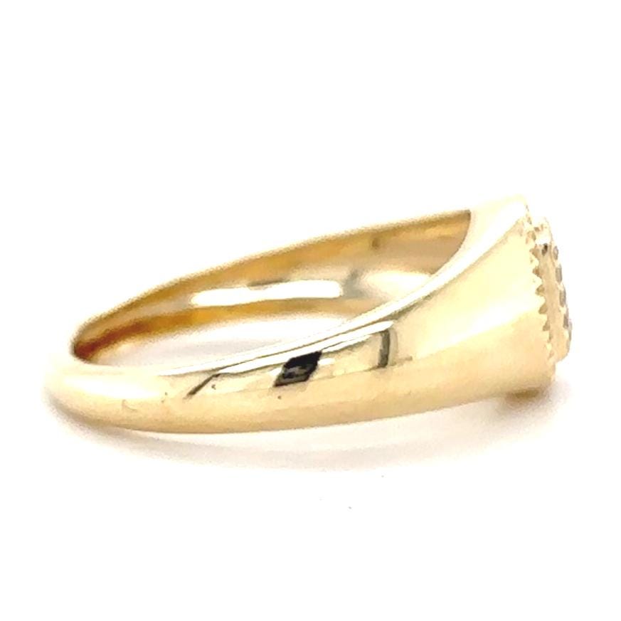 Personalized Medallion Initial Diamond Ring, 14k Solid Gold, Natural Diamonds, Flute Letter Ring, Custom Jewelry, Minimalist Signet Ring