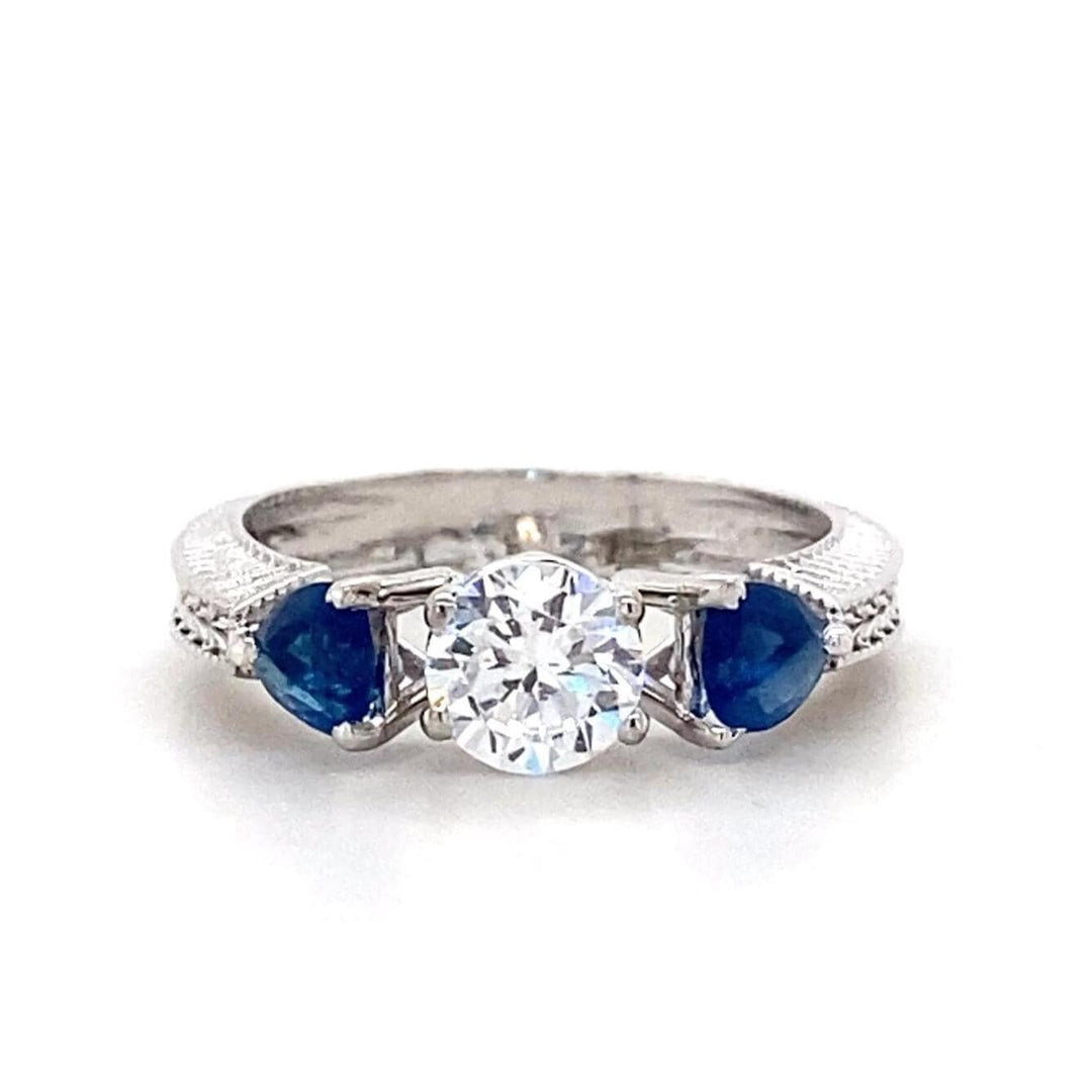 Solitaire Blue Sapphire Diamond Ring, Monica&#39;s Ring from F.R.I.E.N.D.S, 14K Solid Gold, Natural Diamonds, Gemstone Jewelry, Gift for her