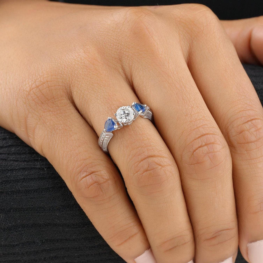 Solitaire Blue Sapphire Diamond Ring, Monica&#39;s Ring from F.R.I.E.N.D.S, 14K Solid Gold, Natural Diamonds, Gemstone Jewelry, Gift for her