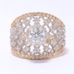 Load image into Gallery viewer, Solitaire Broad Diamond Ring, 14k Solid Gold, Two Toned Ring, Natural Diamonds, Wedding Bridal Jewelry, Engagement Ring, Gift For Her
