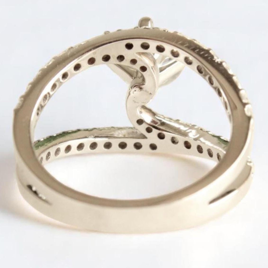 Criss Cross Solitaire Diamond Ring, 14k Solid Gold, Natural Diamonds, Engagement Ring, Split Crossover Shank,  Gift For Her