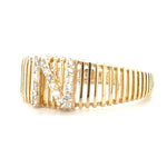 Load image into Gallery viewer, Personalized Initial Letter Diamond Ring, 14k Solid Gold, Natural Diamonds, Lined Cage Bar Band, Custom Jewelry, Minimalist Stackable Band
