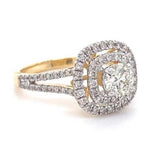 Load image into Gallery viewer, Round Solitaire Diamond Ring, Concentric Square Engagement Ring, 14K Solid Gold, Natural Diamonds, Bridal Jewelry, Gift For Her
