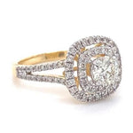 Load image into Gallery viewer, Round Solitaire Diamond Ring, Concentric Square Engagement Ring, 14K Solid Gold, Natural Diamonds, Bridal Jewelry, Gift For Her
