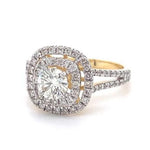 Load image into Gallery viewer, Round Solitaire Diamond Ring, Concentric Square Engagement Ring, 14K Solid Gold, Natural Diamonds, Bridal Jewelry, Gift For Her
