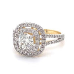 Load image into Gallery viewer, Round Solitaire Diamond Ring, Concentric Square Engagement Ring, 14K Solid Gold, Natural Diamonds, Bridal Jewelry, Gift For Her
