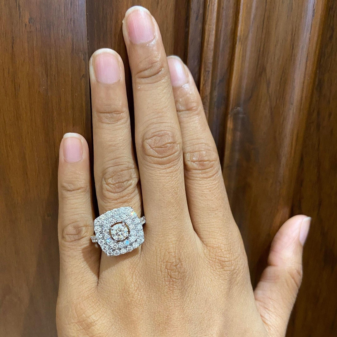 Solitaire Square Diamond Ring, 14k Solid Gold, Illusion Setting, Wedding Engagement Ring, Natural Diamonds, Gift For Her