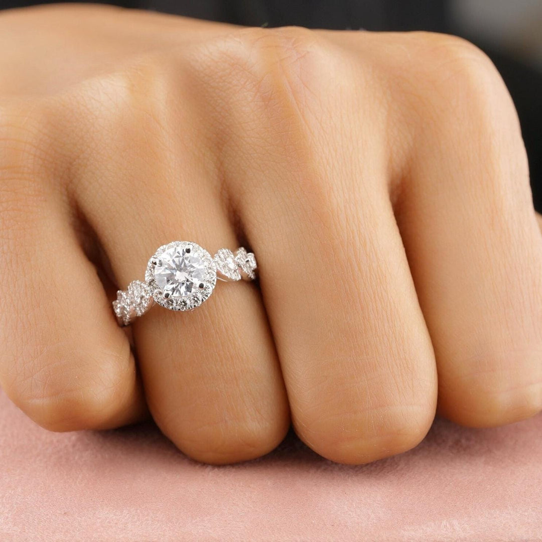 Round Solitaire Diamond Ring, 14k Solid Gold, Engagement Ring, Natural Diamonds, Bridal Wedding Jewelry, Gift For Her