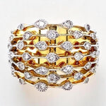 Load image into Gallery viewer, Wide Band Diamond Broad Ring, 14k Solid Gold, Natural Diamonds, Statement Cocktail Ring, Bridal Ring, Illusion Setting, Gift For Her
