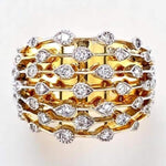 Load image into Gallery viewer, Wide Band Diamond Broad Ring, 14k Solid Gold, Natural Diamonds, Statement Cocktail Ring, Bridal Ring, Illusion Setting, Gift For Her
