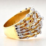 Load image into Gallery viewer, Wide Band Diamond Broad Ring, 14k Solid Gold, Natural Diamonds, Statement Cocktail Ring, Bridal Ring, Illusion Setting, Gift For Her
