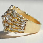 Load image into Gallery viewer, Wide Band Diamond Broad Ring, 14k Solid Gold, Natural Diamonds, Statement Cocktail Ring, Bridal Ring, Illusion Setting, Gift For Her
