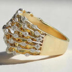 Load image into Gallery viewer, Wide Band Diamond Broad Ring, 14k Solid Gold, Natural Diamonds, Statement Cocktail Ring, Bridal Ring, Illusion Setting, Gift For Her
