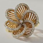 Load image into Gallery viewer, Floral Natural Diamond Cocktail Ring: 14k Solid Gold Flower Statement Ring, Certified Jewelry
