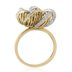 Load image into Gallery viewer, Floral Natural Diamond Cocktail Ring: 14k Solid Gold Flower Statement Ring, Certified Jewelry
