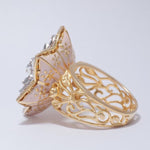 Load image into Gallery viewer, Flower Diamond Ring, 14k Solid Gold, Natural Diamonds, Cocktail Floral Halo Ring, Statement Ring, Bridal Jewelry, Gift For Her
