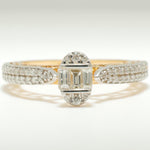 Load image into Gallery viewer, Oval Cluster Natural Diamond Ring: 14k Solid Gold Baguette &amp; Round Illusion Set Ring, HRD Certified, Ready To Ship
