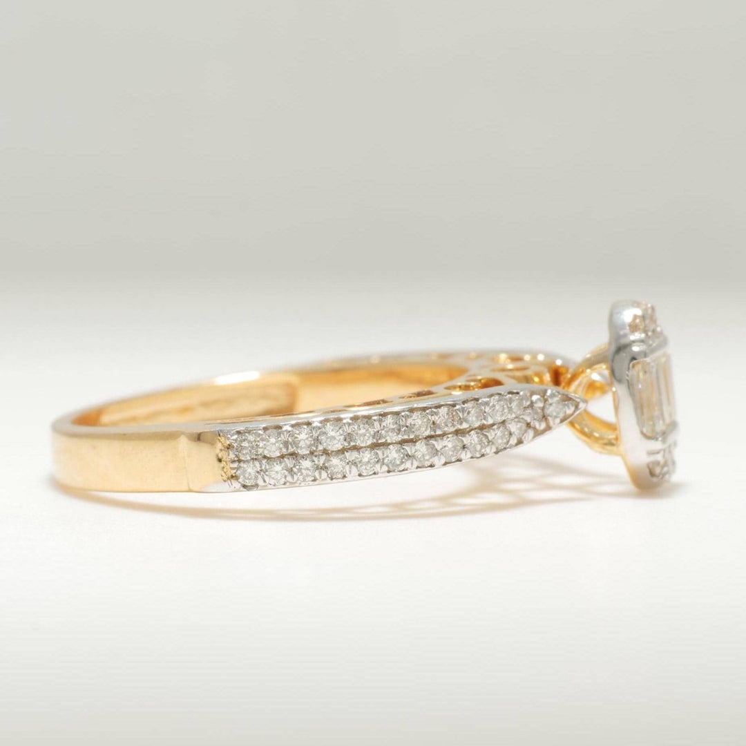 Oval Cluster Baguette Diamond Ring, Baguette & Round Natural Diamonds, 14k Solid Gold, Illusion Setting  Stacking Wedding Band, Gift For Her