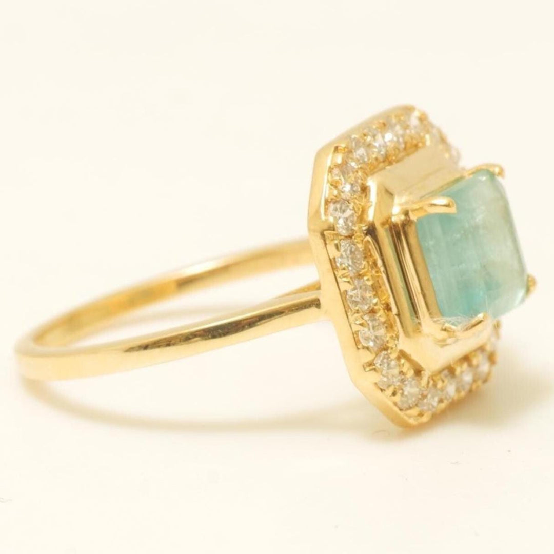 Princess Cut Halo Emerald Gemstone Diamond Ring, 14k Solid Gold, Natural Diamonds, Birthstone rings, Proposal Ring, Gift For Her