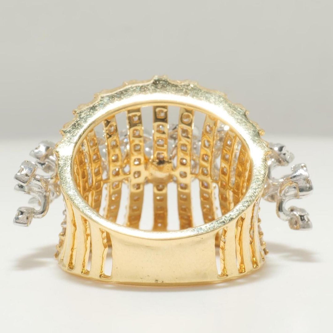 Marquise Diamond Ring, 14k Solid Gold, Natural Diamonds, Wide Band Cocktail Ring, Dual Tone Cluster Ring, Statement Jewelry, Gift For Her