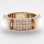 Load image into Gallery viewer, Mother of Pearl Diamond Ring, 14k Solid Gold, Natural Diamond, Cocktail Cluster Band, Statement Ring, Wide Dome Everyday Stack, Gift For Her
