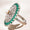 Load image into Gallery viewer, Emerald Flower Diamond Ring, 14k Solid Gold, Natural Diamonds, Floral Pearl Jewelry, Cocktail Statement Ring, Birthstone Ring
