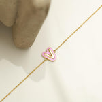 Load image into Gallery viewer, Personalized Initial Enamel Chain Bracelet, 14k Solid Gold, Natural Diamonds, Stacking Everyday Custom Jewelry, Letter Minimalistic Charm
