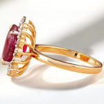 Load image into Gallery viewer, Oval Ruby Diamond Ring, 14k Solid Gold, Natural Diamonds, Cocktail Ring, Gemstone Halo Jewelry, Statement Ring, Gift For Her
