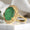 Load image into Gallery viewer, Oval Emerald Halo Diamond Ring, 14K Solid Gold, Natural Diamond, Birthstone Cocktail Gold Ring, Gemstone Statement Jewelry, Gift For Her
