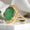Load image into Gallery viewer, Oval Emerald Halo Diamond Ring, 14K Solid Gold, Natural Diamond, Birthstone Cocktail Gold Ring, Gemstone Statement Jewelry, Gift For Her
