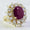 Load image into Gallery viewer, Oval Ruby Baguette Halo Ring, 14k Solid Gold, Natural Diamonds, July Gemstone, Birthstone Statement Ring, Bold Cocktail Ring, Gift For Her
