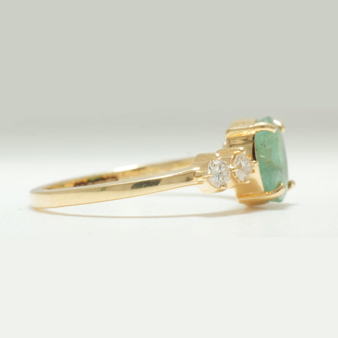 Oval Emerald Diamond Engagement Ring, 14K Solid Gold, Natural Diamond, Green Gemstone Promise Ring, Wedding Statement Ring, Gift For Her