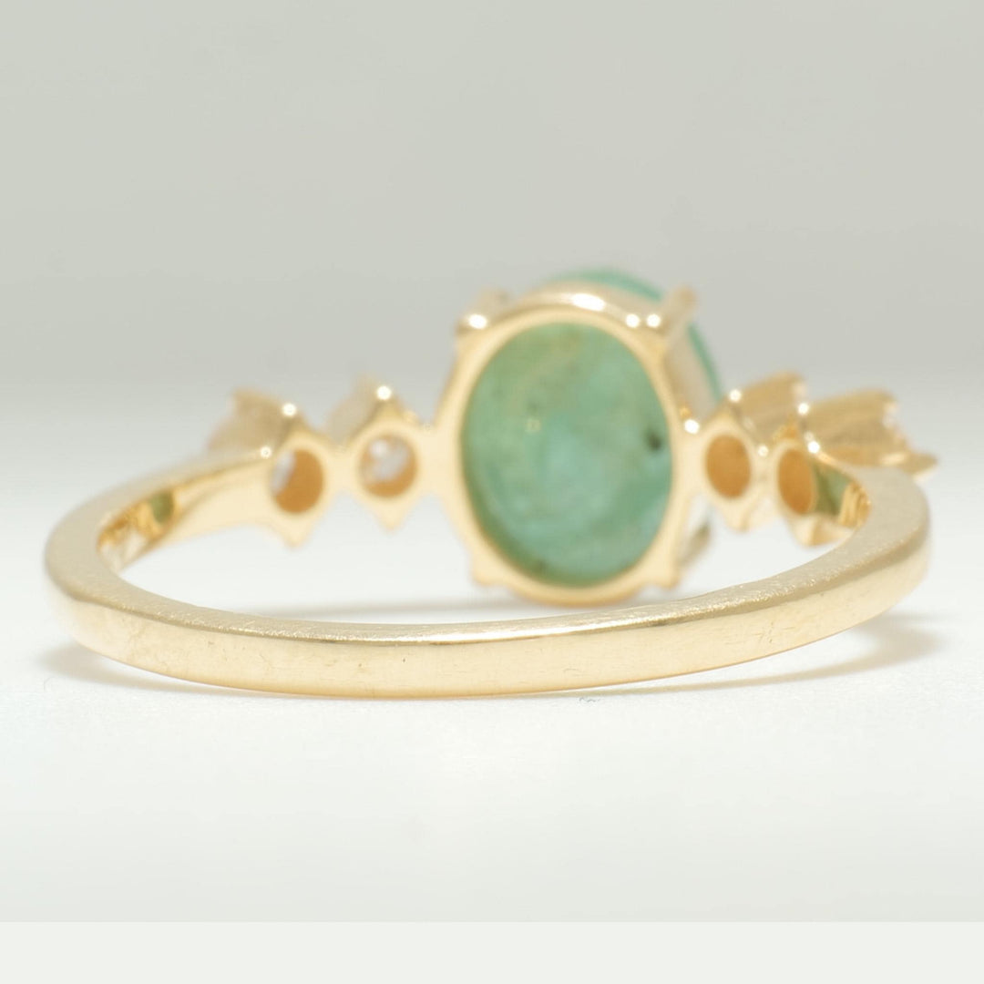 Oval Emerald Diamond Engagement Ring, 14K Solid Gold, Natural Diamond, Green Gemstone Promise Ring, Wedding Statement Ring, Gift For Her