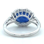 Load image into Gallery viewer, Oval Blue Sapphire Diamond Halo Ring, Round and Baguette Natural diamonds, 14k Solid Gold, Gemstone Ring, Engagement Ring, Gift For Her
