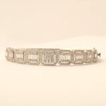 Load image into Gallery viewer, Square Halo Diamond Bracelet, 14k Solid Gold, Natural Diamonds, Illusion Cocktail Bangle, Baguette Pave Jewelry, Bridal Statement Jewelry
