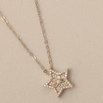 Load image into Gallery viewer, Star Diamond Pendant Necklace, 14k Solid Gold, Cluster Baguette Natural Diamond, Stacking Chain Pendant, Celestial Jewelry
