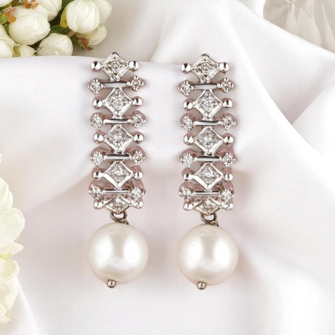 Pearl Drop Diamond Earrings, 14K Solid Gold, Natural Diamonds, Detachable Drops, Everyday Bridal Jewlery, Evening Drop Earrings