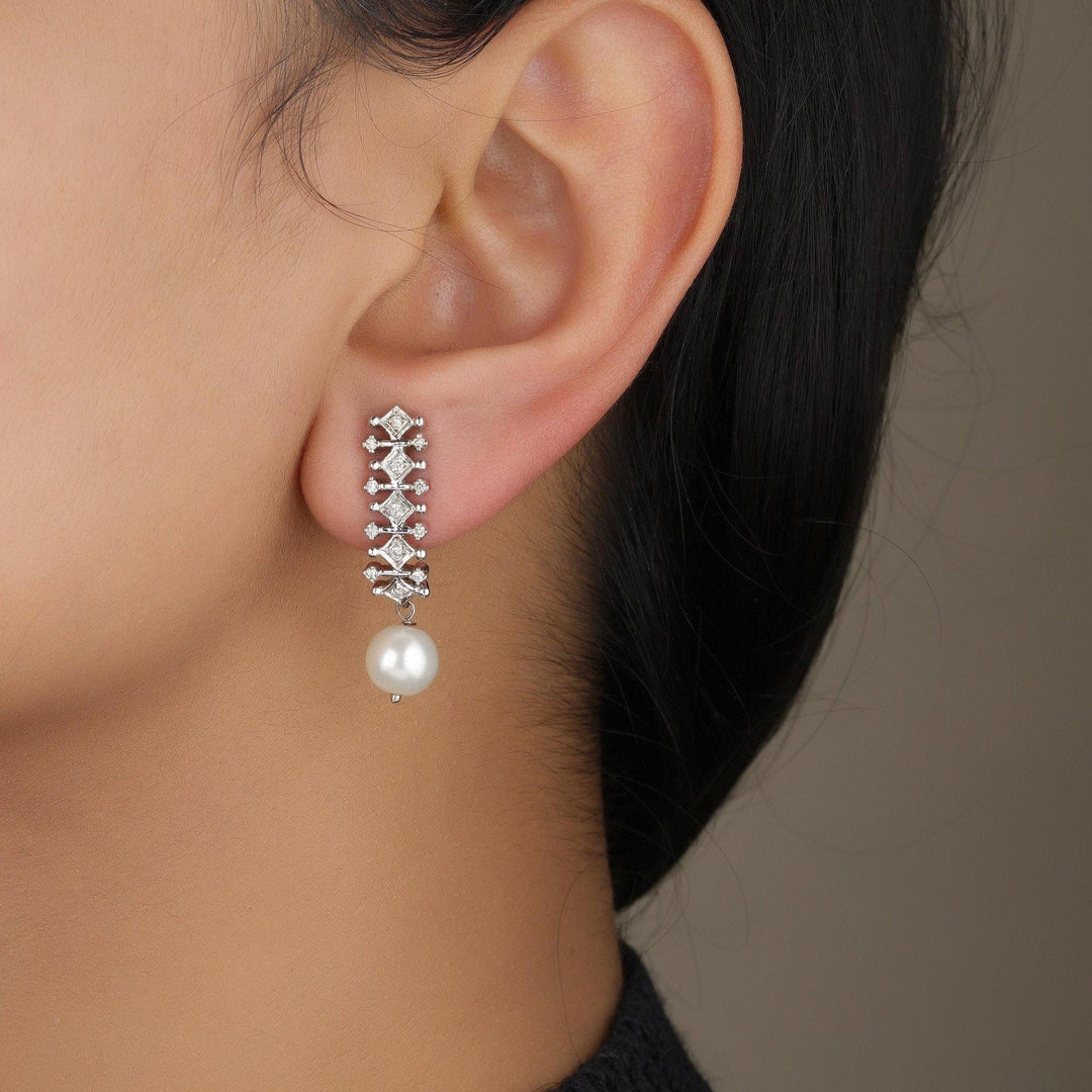 Pearl Drop Diamond Earrings, 14K Solid Gold, Natural Diamonds, Detachable Drops, Everyday Bridal Jewlery, Evening Drop Earrings