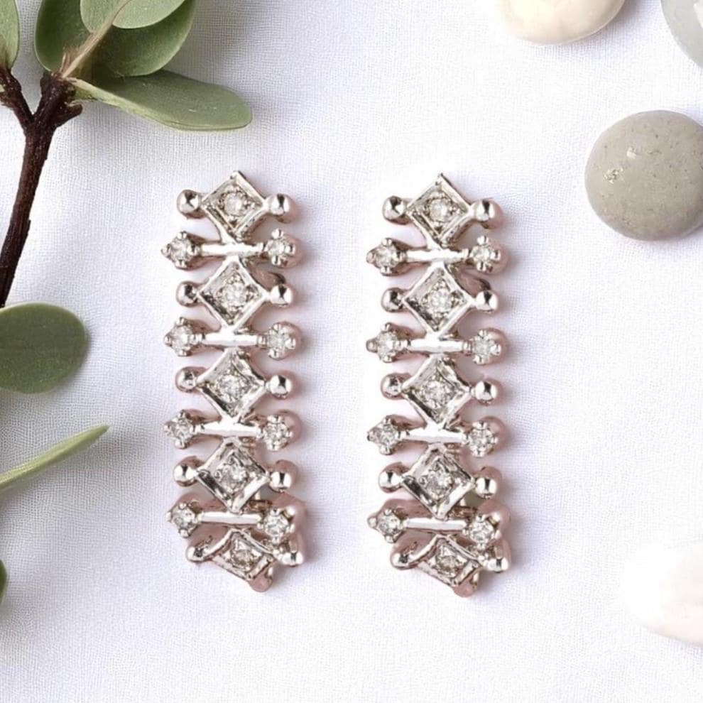 Pearl Drop Diamond Earrings, 14K Solid Gold, Natural Diamonds, Detachable Drops, Everyday Bridal Jewlery, Evening Drop Earrings