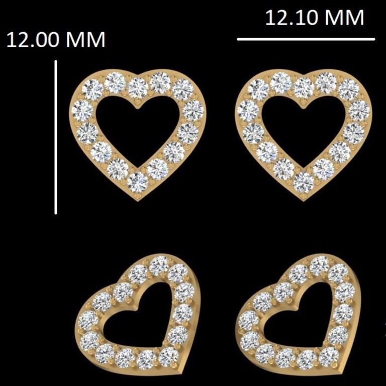 Kids Hollow Heart Diamond Stud Earrings, 14k Solid Gold, Natural Diamonds, Kids Jewelry, Gift for toddlers/girls/kids