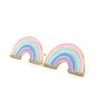 Load image into Gallery viewer, Kids Rainbow Diamond Stud Earrings, 14k Solid Gold With Enameling, Natural Diamonds, Kids jewelry, Gift for toddlers/girls/kids

