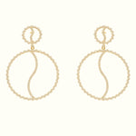 Load image into Gallery viewer, Circle Diamond Dangle Drop Earrings, 14k Solid Gold, Natural Diamonds, Geometric Statement Jewelry, Minimalist Hoop Earrings
