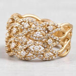 Load image into Gallery viewer, Criss Cross Diamond Ring, 14k solid gold, Natural Diamonds, Wedding Broad Band, Cocktail Statement Ring, Wide Band Ring, Gift For Her
