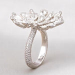 Load image into Gallery viewer, Peacock Feather Diamond Ring, 14k Solid Gold, Rosecut Natural Diamonds, Cocktail Statement Ring, Bold Cluster Ring, Gift For Her
