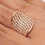 Load image into Gallery viewer, Wide Diamond Ring, 14K Solid Gold, Natural Diamonds, Bold Statement Ring, Net Pattern Diamond Ring, Full Finger Ring, Gift For Her
