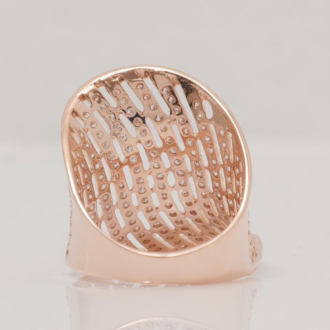 Wide Diamond Ring, 14K Solid Gold, Natural Diamonds, Bold Statement Ring, Net Pattern Diamond Ring, Full Finger Ring, Gift For Her