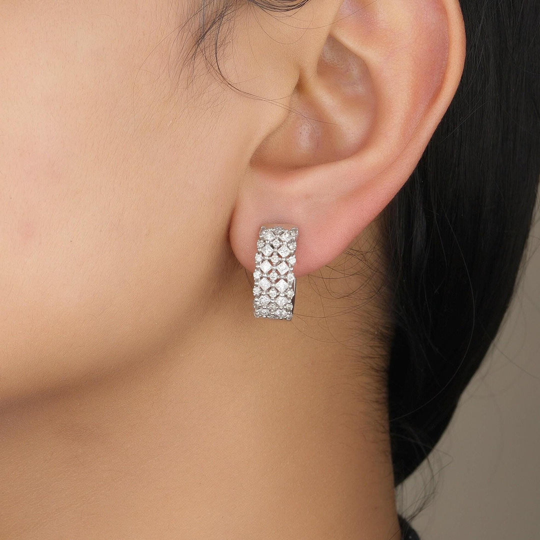 Wide Band Huggie Diamond Earrings, 14k Solid Gold, Natural Diamonds, Pavé Statement Hoop, Cocktail Party Jewelry, Wedding Earrings