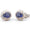 Load image into Gallery viewer, Oval Blue Sapphires Halo Diamond Earrings, 14K Solid Gold, Natural Diamonds, Gemstone Everyday Studs, Bridal Wedding Jewelry
