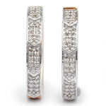 Load image into Gallery viewer, Oval Diamond Earrings,  14k Solid Gold, Natural Diamonds, Geometric Chevron Pavé Hoops, Minimalist Statement Jewelry, Wedding Jewelry
